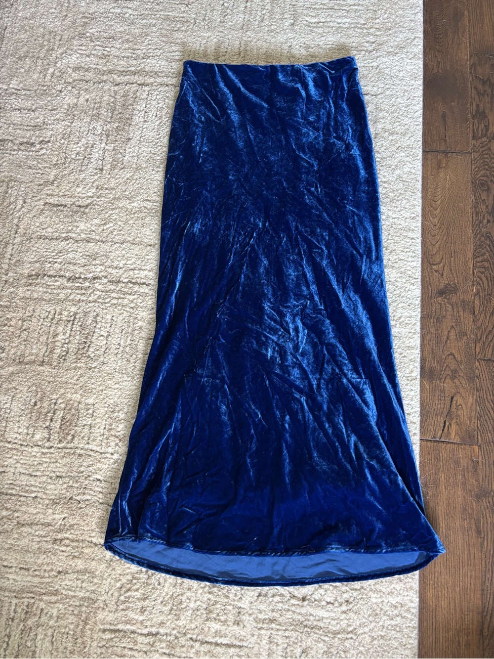 Anthropologie Crushed Velvet Maxi Skirt - Deep Blue